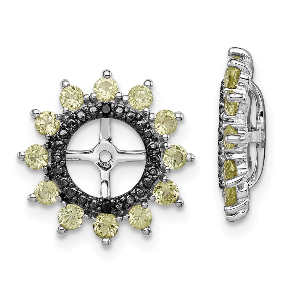 Sterlingsilber Rhodium Peridot & Schwarz Saphir Ohrring Jacke