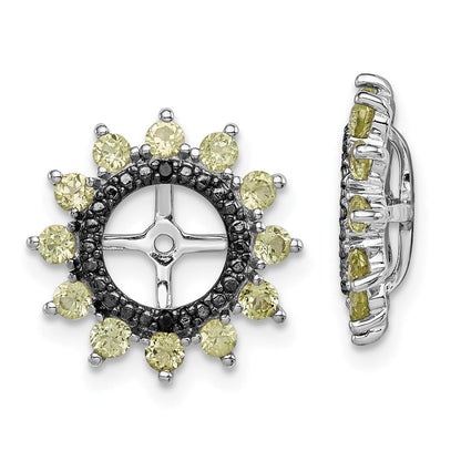 Sterlingsilber Rhodium Peridot & Schwarz Saphir Ohrring Jacke