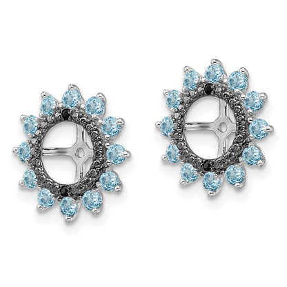 Sterlingsilber Rhodium Schweizer Blautopas & Schwarz Saphir Ohrring Jacke