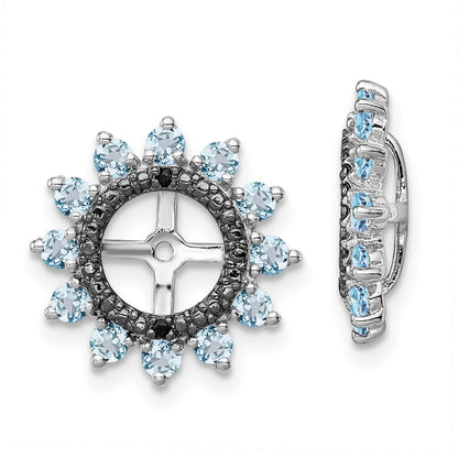 Sterlingsilber Rhodium Schweizer Blautopas & Schwarz Saphir Ohrring Jacke