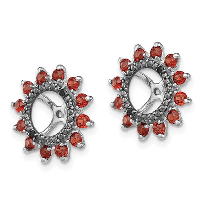 Sterlingsilber Rhodium Granat & Schwarz Saphir Ohrring Jacke