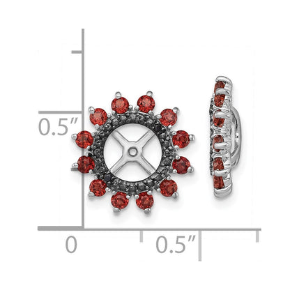 Sterlingsilber Rhodium Granat & Schwarz Saphir Ohrring Jacke