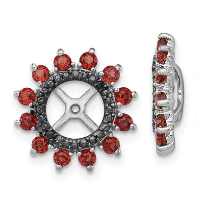 Sterlingsilber Rhodium Granat & Schwarz Saphir Ohrring Jacke