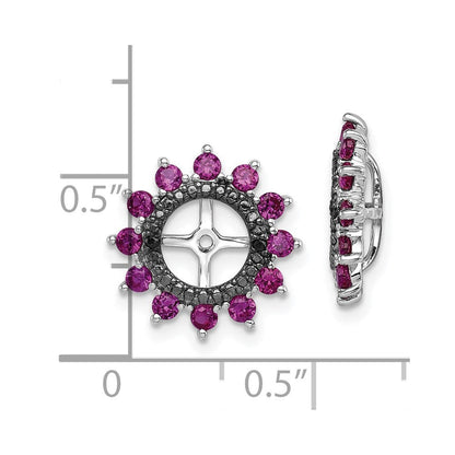 Sterlingsilber Rhodium Erzeugt Rubin & Schwarz Saphir Ohrring Jacke