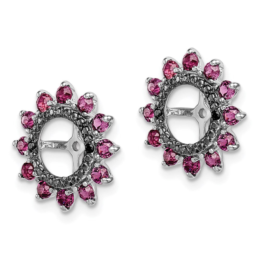Sterlingsilber Rhodium Rhodolith Granat & Schwarz Saphir Ohrring Jacke