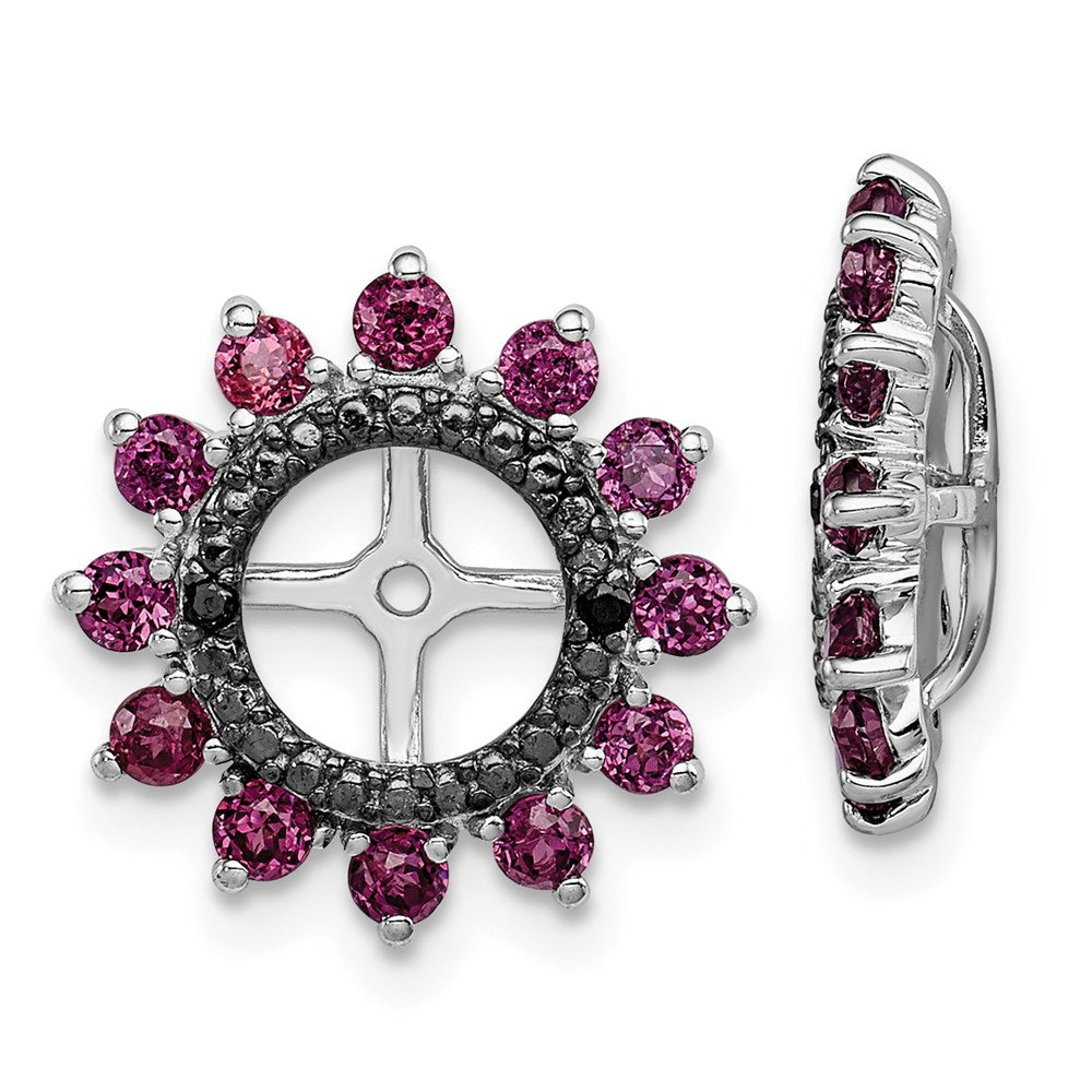 Sterlingsilber Rhodium Rhodolith Granat & Schwarz Saphir Ohrring Jacke