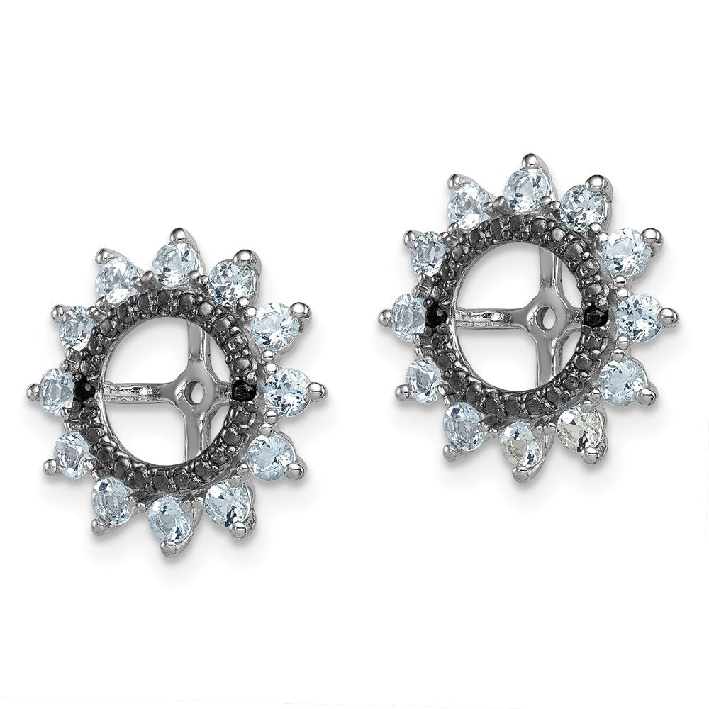 Sterlingsilber Rhodium Aquamarin & Schwarz Saphir Ohrring Jacke