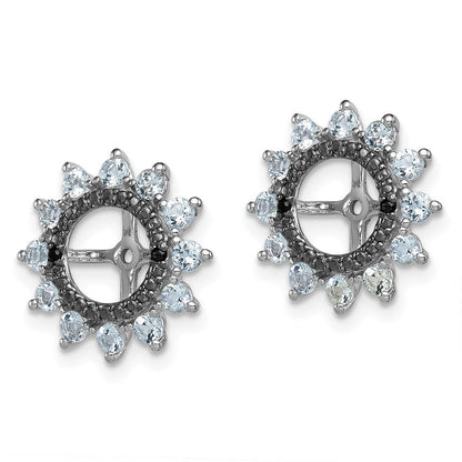 Sterlingsilber Rhodium Aquamarin & Schwarz Saphir Ohrring Jacke