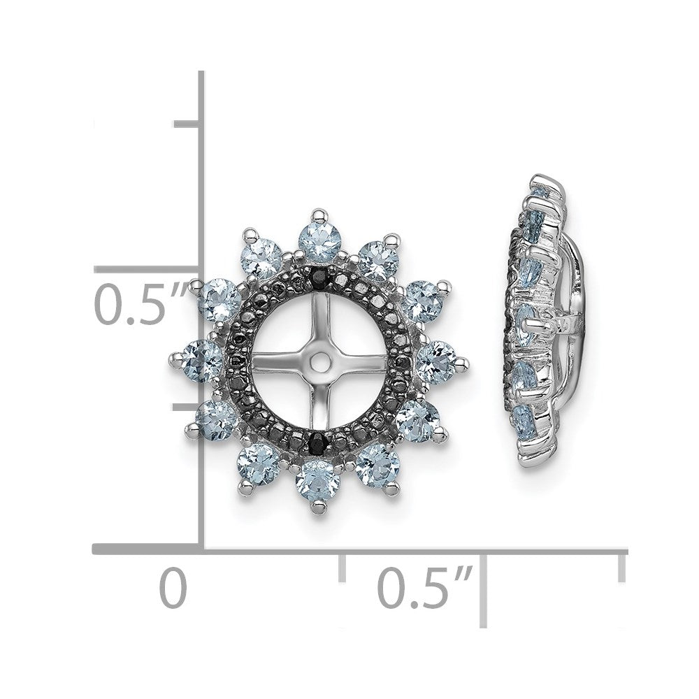 Sterlingsilber Rhodium Aquamarin & Schwarz Saphir Ohrring Jacke