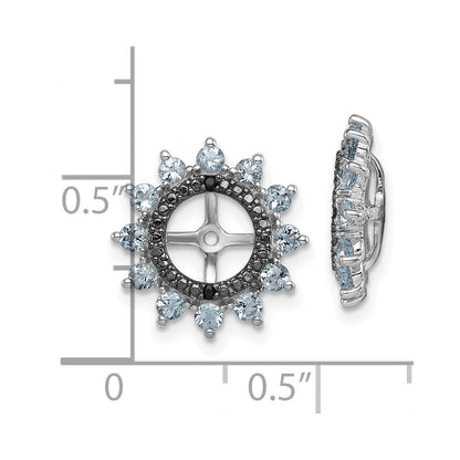 Sterlingsilber Rhodium Aquamarin & Schwarz Saphir Ohrring Jacke