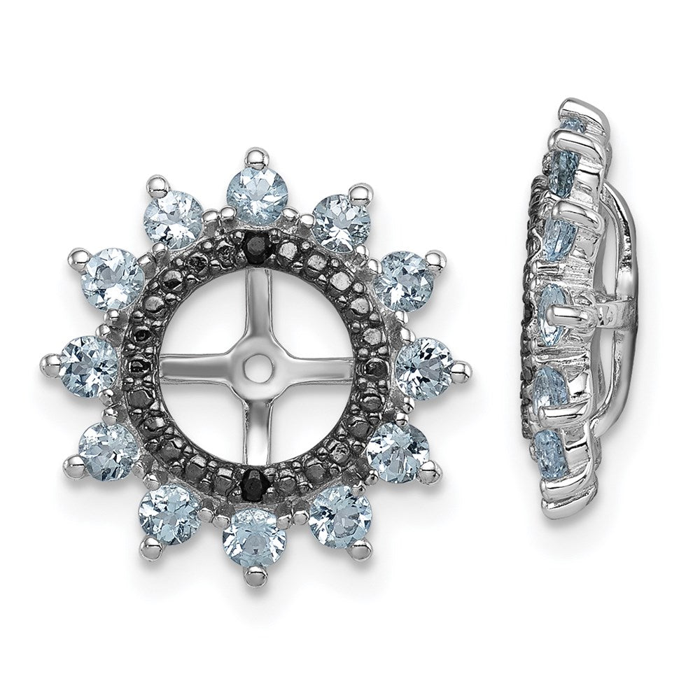 Sterlingsilber Rhodium Aquamarin & Schwarz Saphir Ohrring Jacke