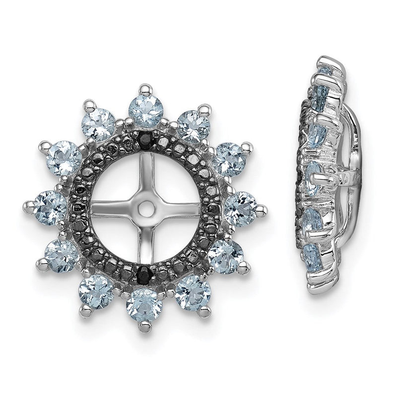 Sterlingsilber Rhodium Aquamarin & Schwarz Saphir Ohrring Jacke