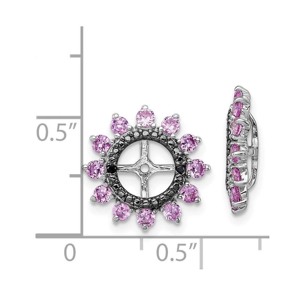 Sterlingsilber Rhodium Erzeugt Rosa Saphir & Schwarz Ohrring Jack