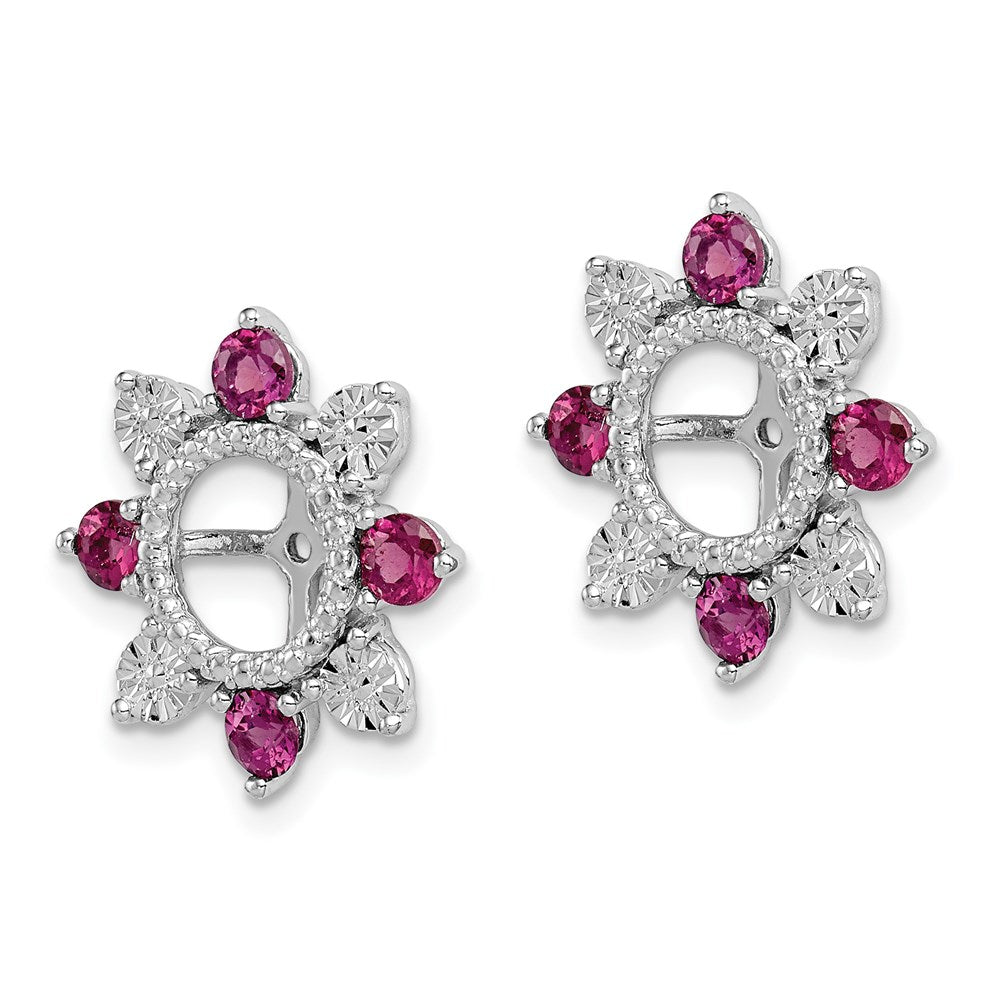 Sterlingsilber Rhodium Rhodolith Granat Ohrring Jacke