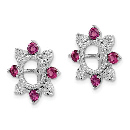 Sterlingsilber Rhodium Rhodolith Granat Ohrring Jacke