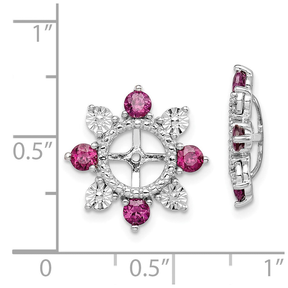 Sterlingsilber Rhodium Rhodolith Granat Ohrring Jacke
