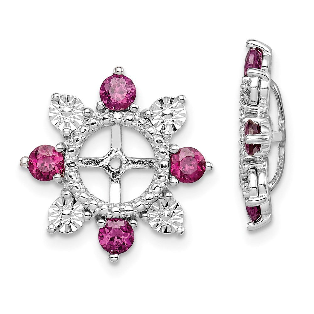 Sterlingsilber Rhodium Rhodolith Granat Ohrring Jacke