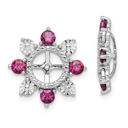 Sterlingsilber Rhodium Rhodolith Granat Ohrring Jacke