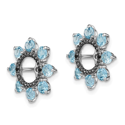 Sterlingsilber Rhodium Schweizer Blautopas & Schwarz Saphir Ohrring Jacke