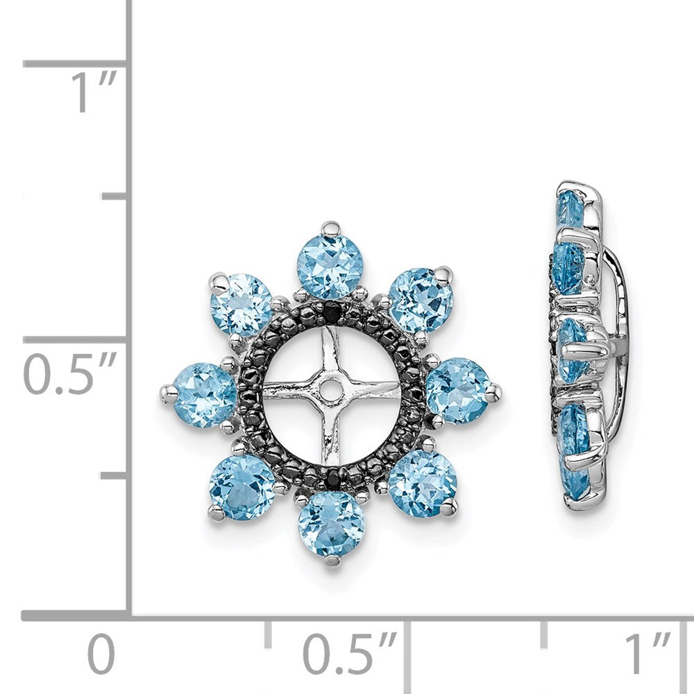 Sterlingsilber Rhodium Schweizer Blautopas & Schwarz Saphir Ohrring Jacke