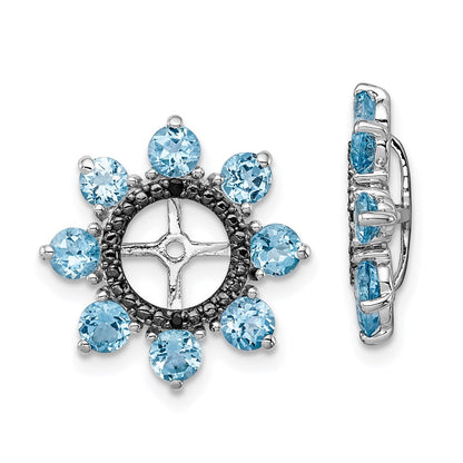 Sterlingsilber Rhodium Schweizer Blautopas & Schwarz Saphir Ohrring Jacke