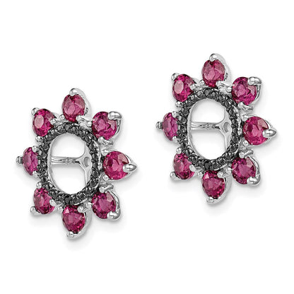 Sterlingsilber Rhodium Rhodolith Granat & Schwarz Saphir Ohrring Jacke
