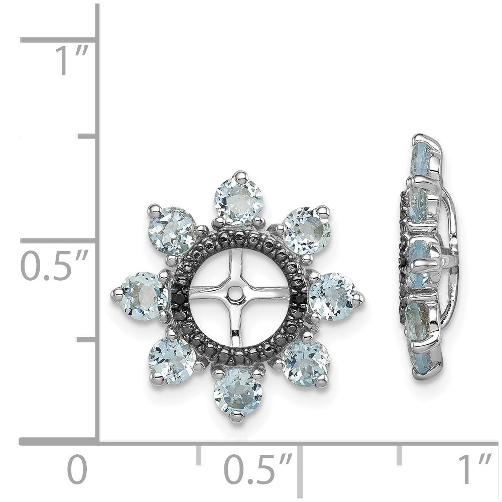 Sterlingsilber Rhodium Aquamarin & Schwarz Saphir Ohrring Jacke