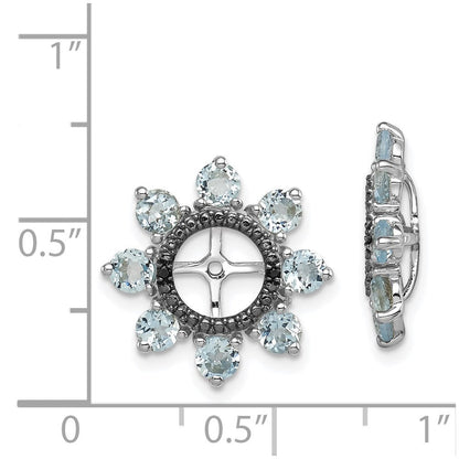 Sterlingsilber Rhodium Aquamarin & Schwarz Saphir Ohrring Jacke