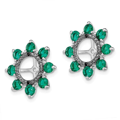 Sterlingsilber Rhodium Erzeugt Smaragd & Schwarz Saphir Ohrring Jacke