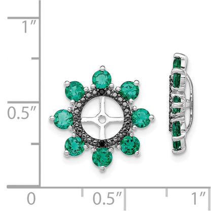 Sterlingsilber Rhodium Erzeugt Smaragd & Schwarz Saphir Ohrring Jacke