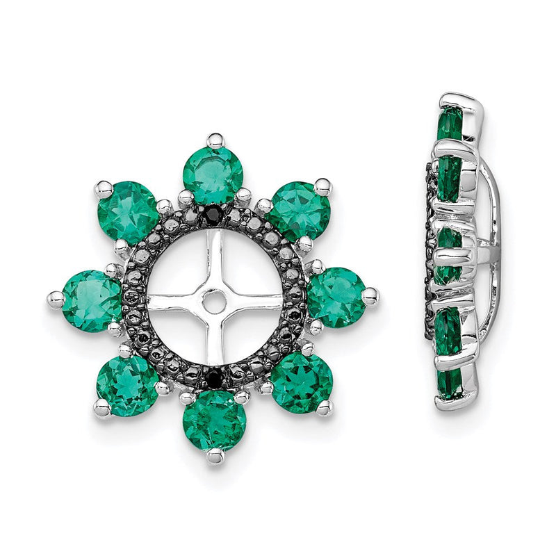 Sterlingsilber Rhodium Erzeugt Smaragd & Schwarz Saphir Ohrring Jacke