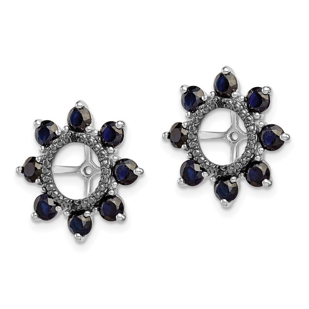 Sterlingsilber Rhodium Erzeugt Saphir & Schwarz Ohrring Jacke