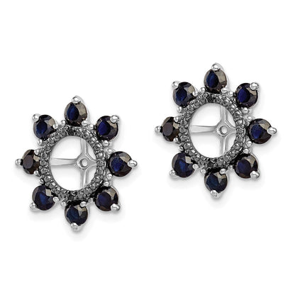 Sterlingsilber Rhodium Erzeugt Saphir & Schwarz Ohrring Jacke