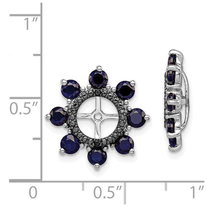Sterlingsilber Rhodium Erzeugt Saphir & Schwarz Ohrring Jacke