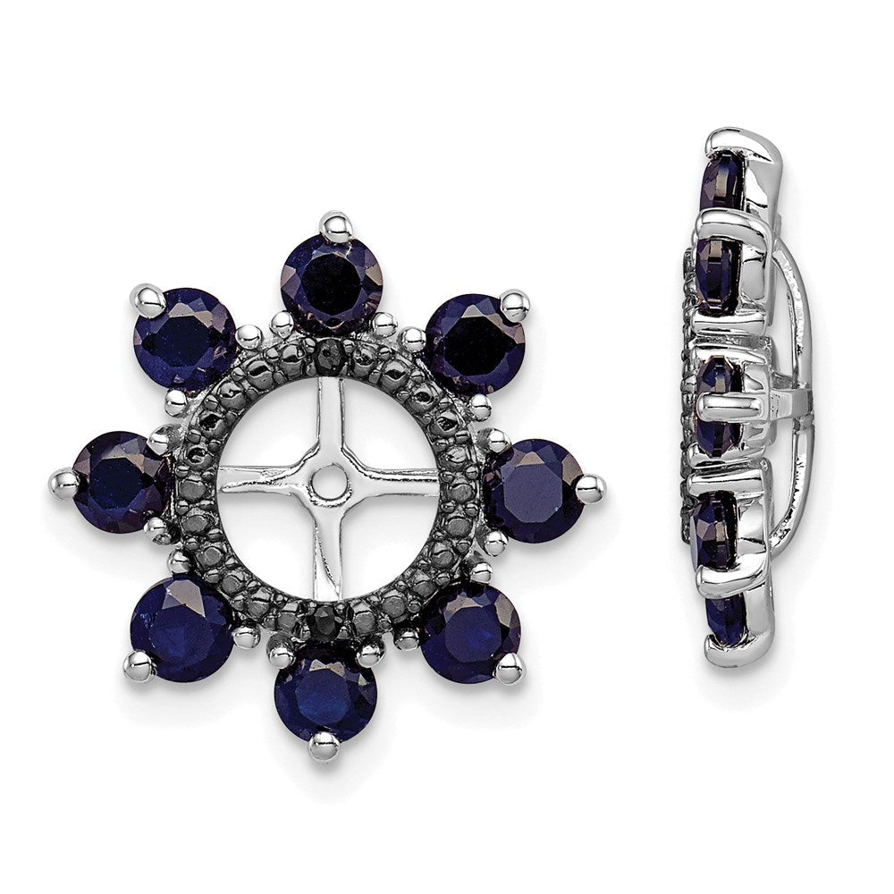 Sterlingsilber Rhodium Erzeugt Saphir & Schwarz Ohrring Jacke
