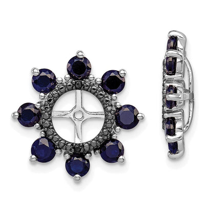 Sterlingsilber Rhodium Erzeugt Saphir & Schwarz Ohrring Jacke
