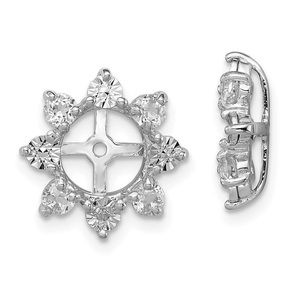 Sterlingsilber Rhodium Diamant. & Weiß Topas Ohrring Jacke