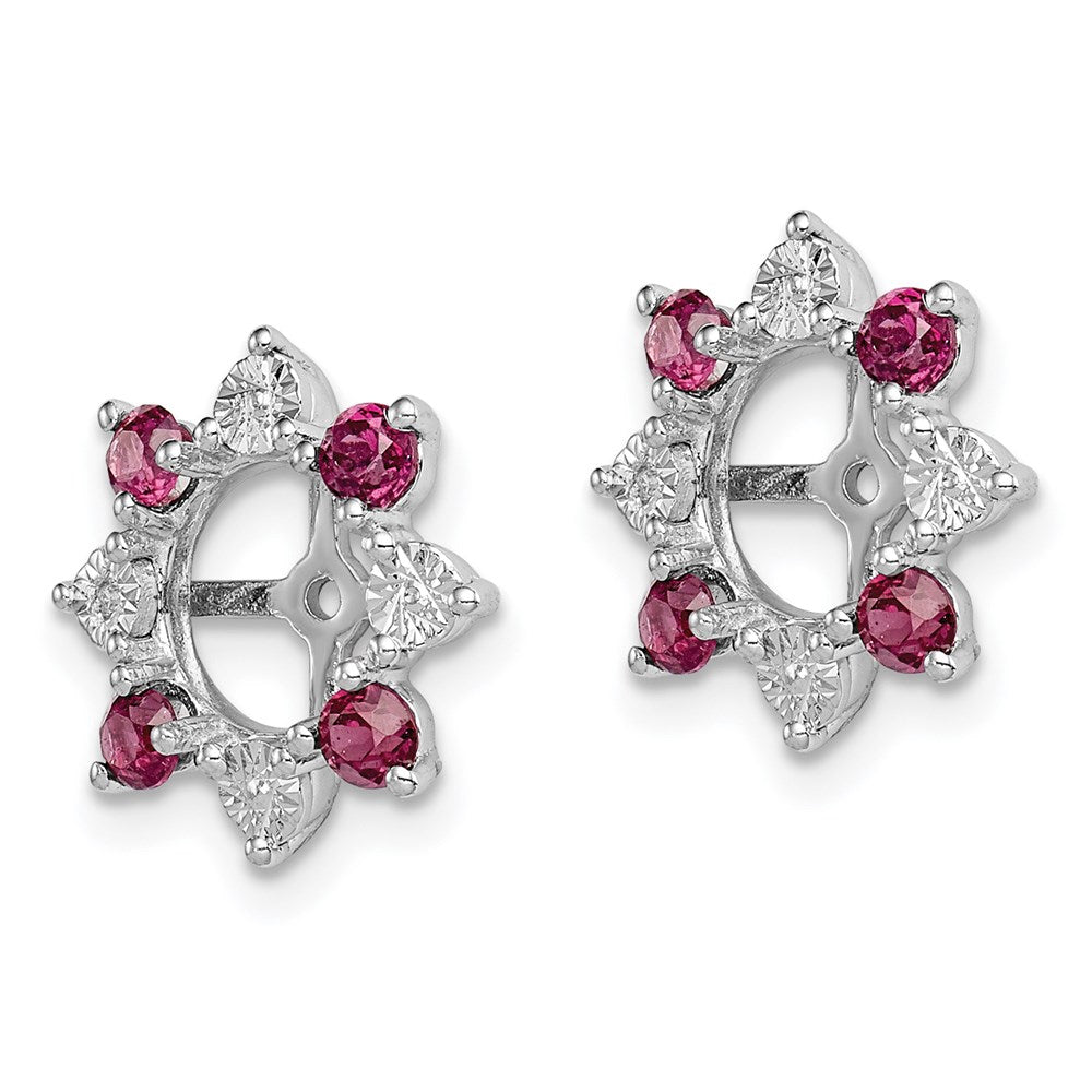 Sterlingsilber Rhodium Diamant. & Rhodolith Granat Ohrring Jacke