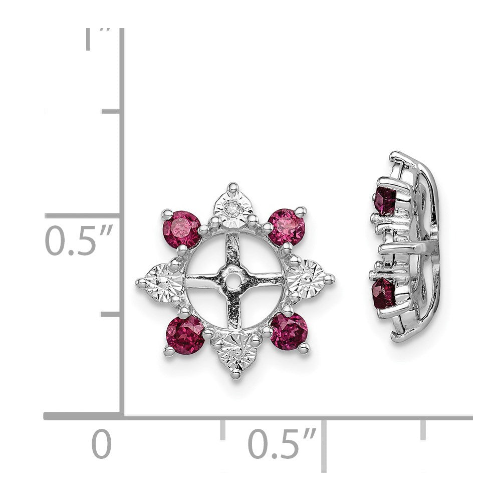 Sterlingsilber Rhodium Diamant. & Rhodolith Granat Ohrring Jacke