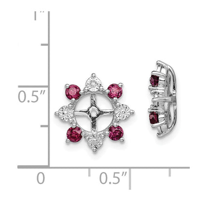 Sterlingsilber Rhodium Diamant. & Rhodolith Granat Ohrring Jacke