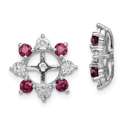 Sterlingsilber Rhodium Diamant. & Rhodolith Granat Ohrring Jacke