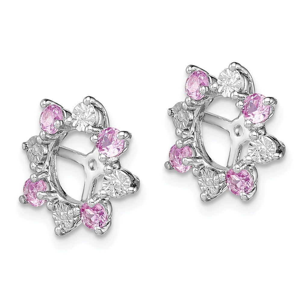 Sterlingsilber Rhodium Diamant. & Erzeugt Rosa Saphir Ohrring Jacke