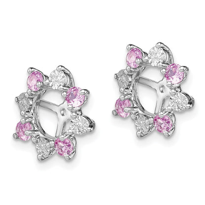 Sterlingsilber Rhodium Diamant. & Erzeugt Rosa Saphir Ohrring Jacke
