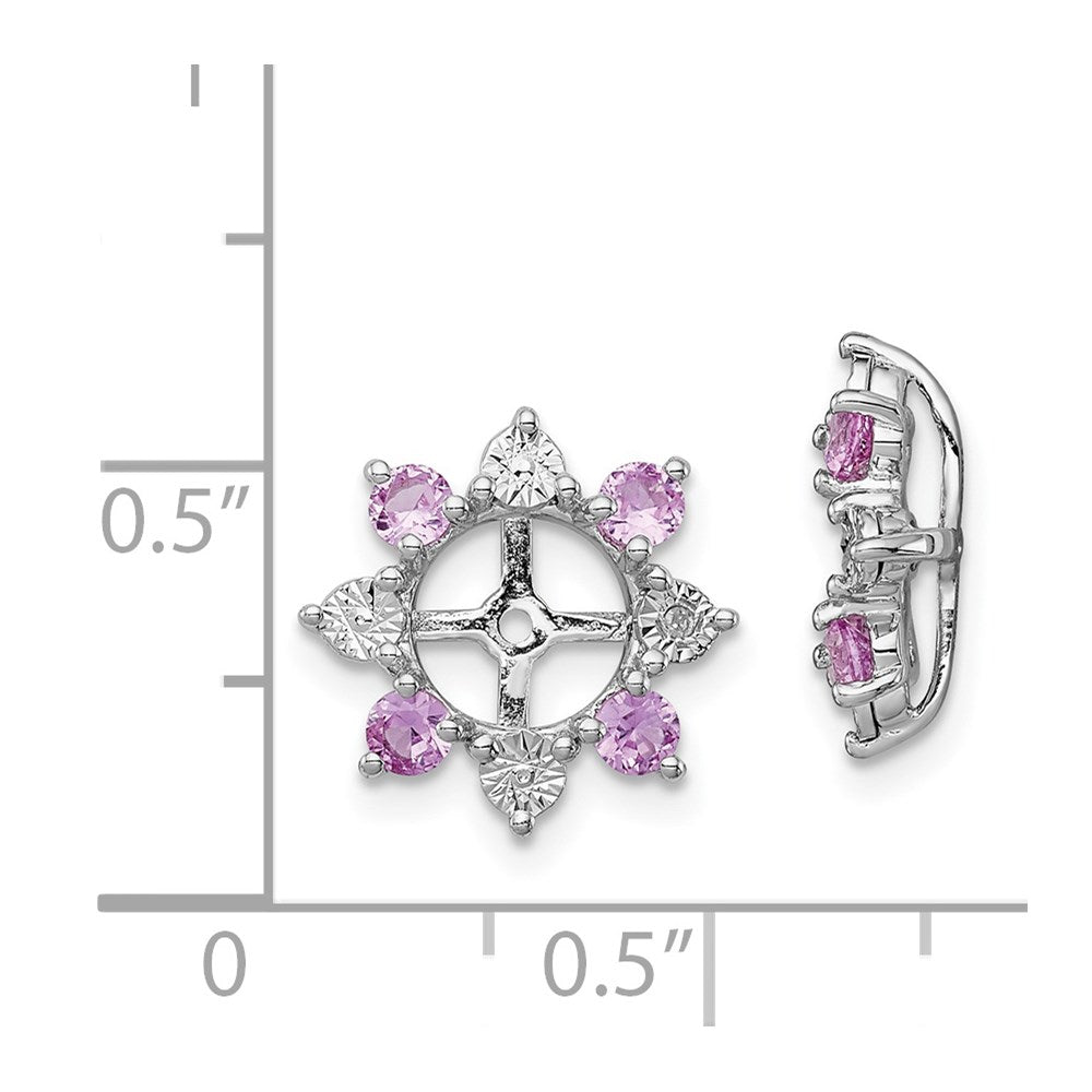 Sterlingsilber Rhodium Diamant. & Erzeugt Rosa Saphir Ohrring Jacke