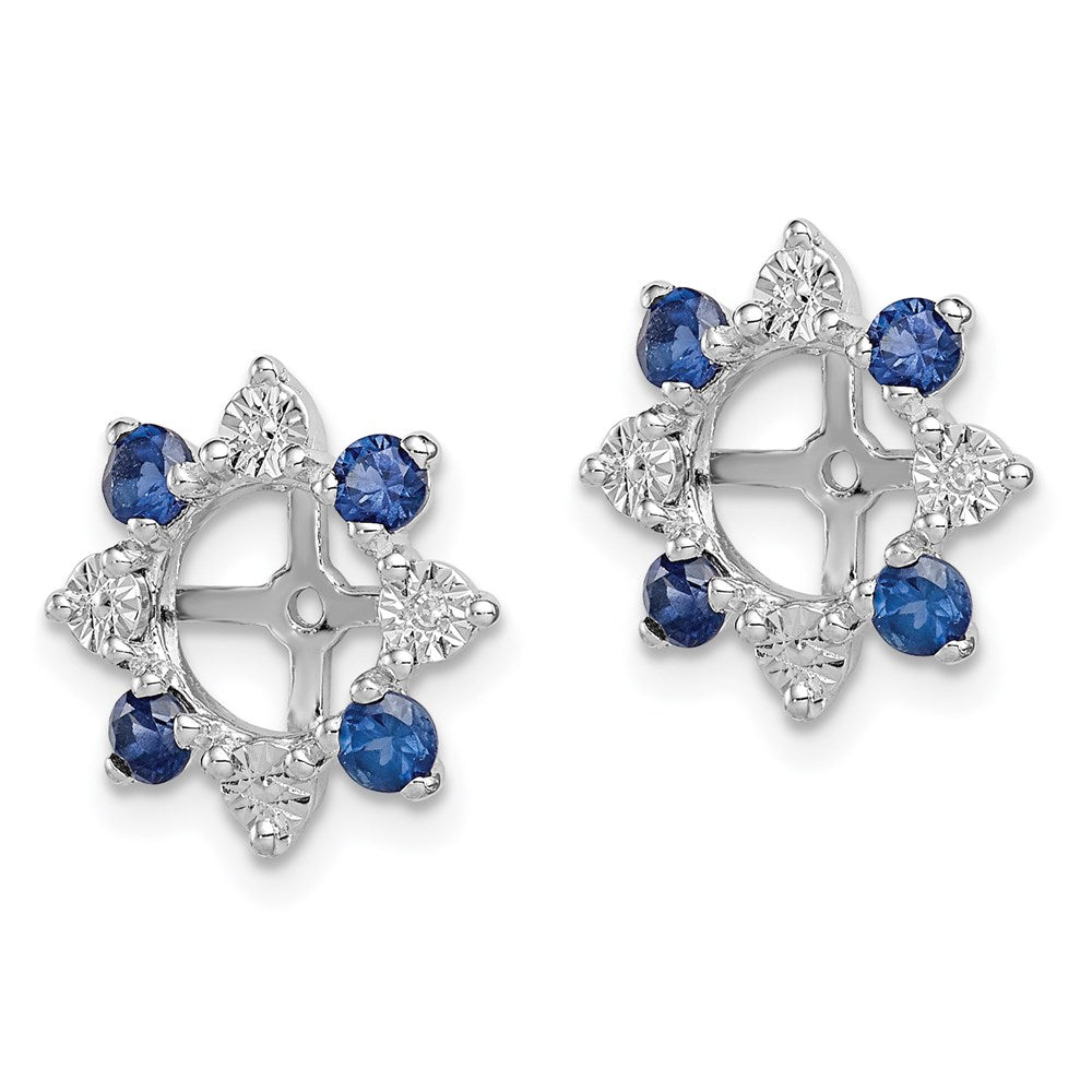 Sterlingsilber Rhodium Diamant. & Erzeugt Saphir Ohrring Jacke