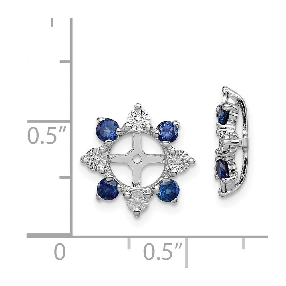 Sterlingsilber Rhodium Diamant. & Erzeugt Saphir Ohrring Jacke