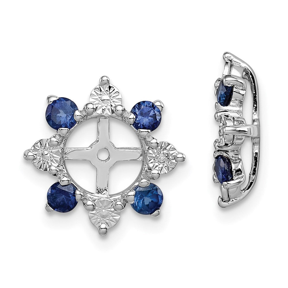 Sterlingsilber Rhodium Diamant. & Erzeugt Saphir Ohrring Jacke