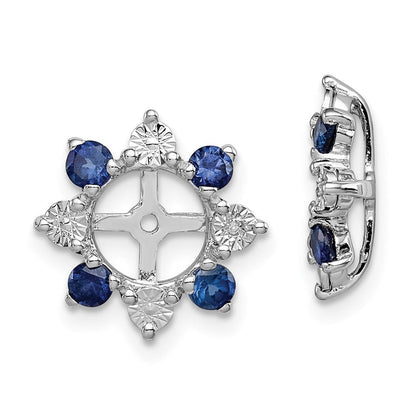 Sterlingsilber Rhodium Diamant. & Erzeugt Saphir Ohrring Jacke