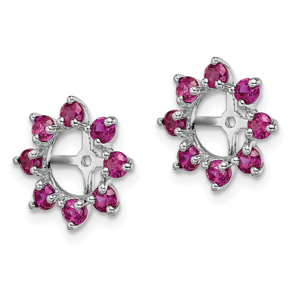 Sterlingsilber Rhodium Erzeugt Rubin Ohrring Jacke