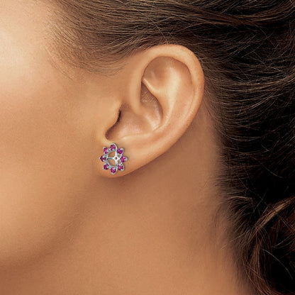 Sterlingsilber Rhodium Erzeugt Rubin Ohrring Jacke